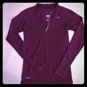 Nike long sleeve dry fit plum sport top.